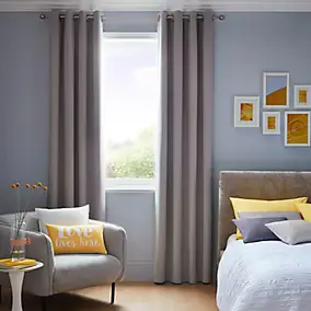 Rideau occultant thermique à œillets Vestris beige serenity l.140 x H.260cm GoodHome