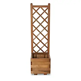 Bac avec treillis bois Blooma Bopha marron 40 x 40 x h.140 cm