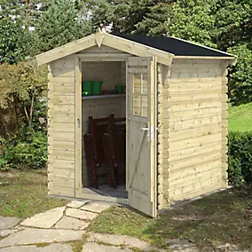 Abri de jardin bois coloris naturel ép.19 mm surface totale 3,46 m², Klikstrom Mokau