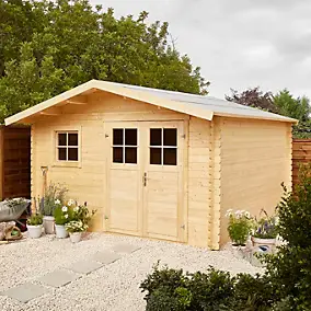 Abri de jardin Klikstrom Taman bois naturel ép.34 mm surface totale 16.5m²