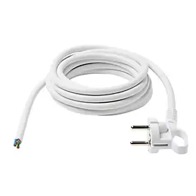 Cordon de rechange pour appareil avec mise à la terre Diall 16A H05VVF 3G1.5mm² 3m blanc