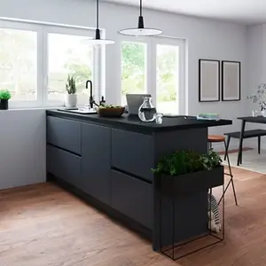 Évier composite de quartz noir "Romesco"- 1 cuve + égouttoir