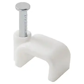 25 cavaliers plats en nylon pour câble de 2 x 0,75 mm² Diall blanc