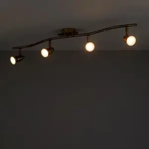 Spot 4 lumières aspis antic brass gu10