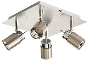 Plafonnier 4 spots métal chromé LED intégrée "Hades" H. 14,5 x L. 25 cm