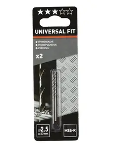 Lot de 2 forets à métaux 2,5 x 57 mm HSS - DRL97784
