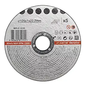 Disque de coupe métal 125x1x22,2 mm 5 pièces