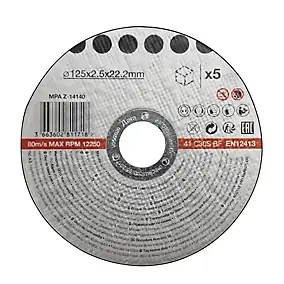 Disque de coupe pierre 125x2,5x22,2 mm 5 pièces