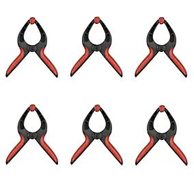 Pince à ressort de maintien vendue par 6 en plastique ouvertures 2 x 45 mm, 2 x 75 mm et 2 x 100 mm