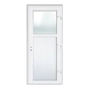 Bloc-porte de service 1/3 vitrée en PVC blanc - Dim. : H. 205 x L. 80 cm.