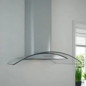 Hotte cheminée inox/verre - H. 91,5 x L. 60 x P.47 cm