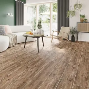 Carrelage de sol intérieur "Cotage Wood" marron - l. 20 x L. 120 cm