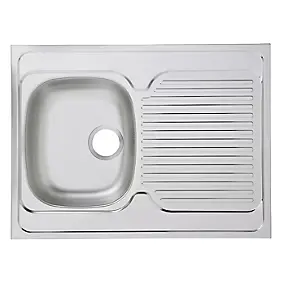 Évier à encastrer en inox 1 bac avec égouttoir, L.80 x P.60 cm, Mayr