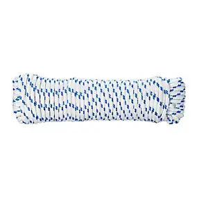 Corde tressée en polypropylène blanche et bleue Diall ø6 mm, 20 m