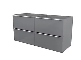 Meuble sous vasque suspendu l.120 x H.60 x P.45 cm, gris brillant, GoodHome Imandra