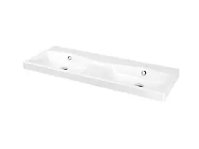 Plan double vasque en résine blanc, l.120 cm, GoodHome Mila