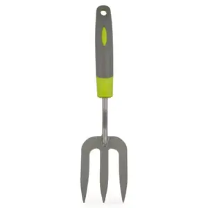 Fourche à main en acier gris métallisé/Vert/Gris