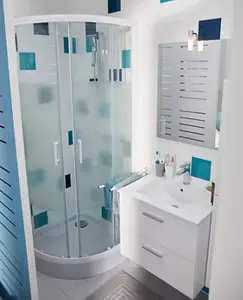 Porte de douche angle circulaire 190 x 80 cm verre aspect dépoli