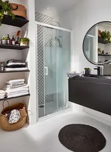 Porte de douche coulissante 2 volets "Onega" l. 100 cm en verre aspect dépoli