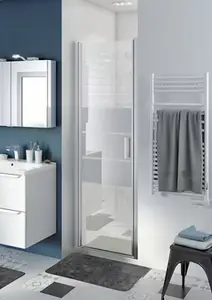 Porte de douche pivotante "Beloya" l.70 cm en verre effet miroir