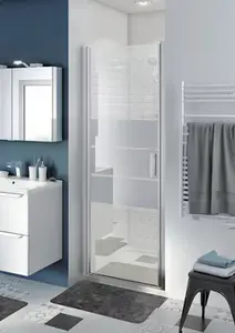 Porte de douche pivotante "Beloya" l.80 cm en verre effet miroir