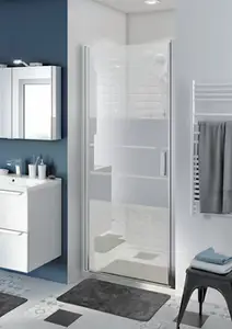 Porte de douche pivotante "Beloya" l.90 cm en verre effet miroir