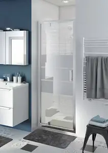 Porte de douche pivotante "Beloya" l.80 cm en verre effet miroir