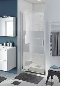 Porte de douche pivotante "Beloya" l.90 cm en verre effet miroir
