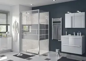 Porte de douche pivotante "Beloya" l.120 cm en verre effet miroir