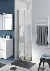 Porte de douche battante "Beloya" l.70 cm en verre effet miroir