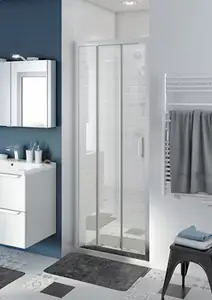 Porte de douche coulissante 3 volets "Beloya" l.80 cm en verre transparent