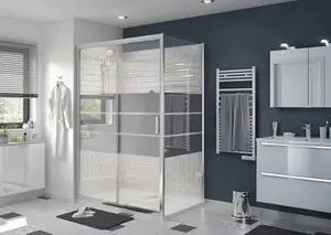 Porte de douche coulissante 2 volets "Beloya" l. 140cm en verre effet miroir