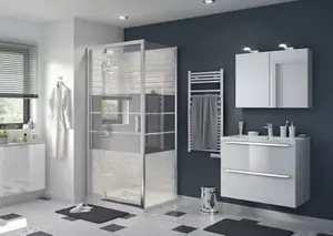 Paroi de douche latérale "Beloya" l.70 cm en verre effet miroir