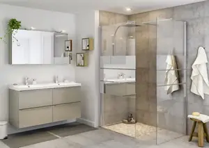 Paroi de douche à l'italienne Walk-In "Beloya" l.80 cm en verre effet miroir