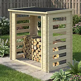 Abri bûches en bois GoodHome Kouban l.188 x P.108 xH.184,4 cm
