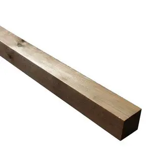 Poteau bois teinté marron - L. 240 cm x l. 7 cm x Ép. 7 cm