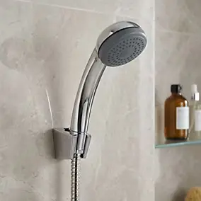 Ensemble de douche Nakri pommeau de douche 1 jet + 1 support chromé + 1 flexible 150 cm en acier inoxydable