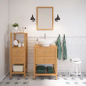 Vasque à poser ronde en céramique blanc Ø40 x H.16,5 cm, GoodHome Nura