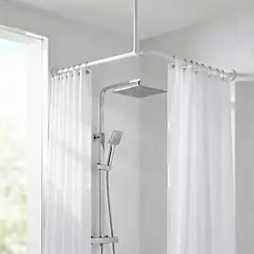 Barre de rideau de douche à angle droit, blanc, Cooke & Lewis Nira