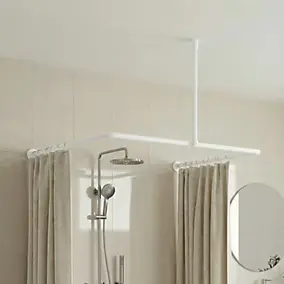 Barre de rideau de douche modulaire, blanc, Cooke & Lewis Nira