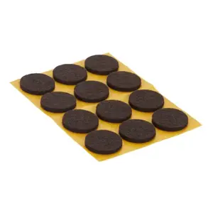 Lot de 12 patins feutre auto-adhésifs marron Ø 22 mm