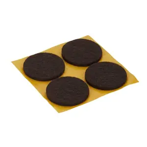Lot de 4 patins feutre auto-adhésifs marron Ø 34 mm