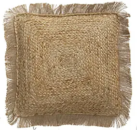 Coussin Fringes Deco&Co jute coloris naturel L.40 x L.40 cm