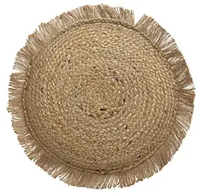 Coussin rond effet jute et raphia Ø40 x ep.3cm Deco&co