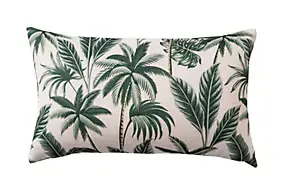 Coussin imprimé palmier vert et blanc L.50 x l.30 x ep.3 cm Deco&Co