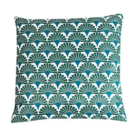Coussin d'extérieur carré imperméable motifs jacquard bleu L.45 x l.45cm Deco&co