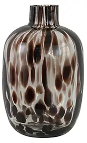 Vase décoratif en verre coloris gris tacheté blanc ⌀.11,5 x H.18,5 cm