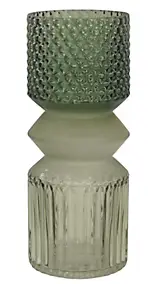 Vase décoratif en verre coloris vert à relief ⌀.10 x H.24,5 cm
