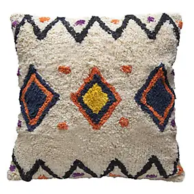 Housse de coussin tufté motif berbère multicouleurs l.45 x L.45cm