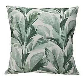Housse de coussin Feuillage vert et blanc l.45 x L.45cm